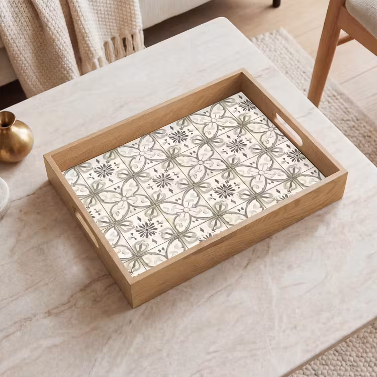 Tablett - Antik - Fliese - Beige — 2