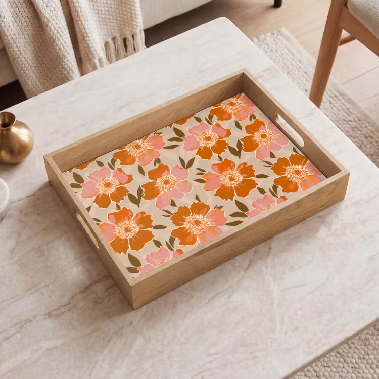 Tablett - Blumen - Motiv - Retro — 2
