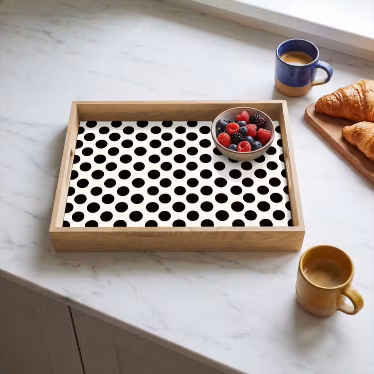 Tablett - Klassisch - Polka dots - Schwarz — 3
