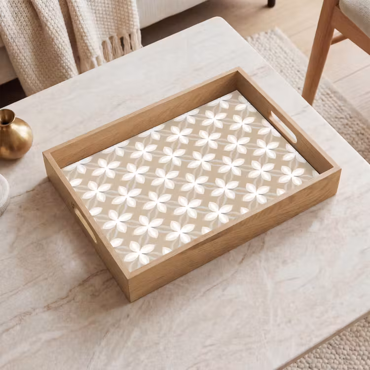 Tablett - Muster - Symmetrisch - Beige — 2