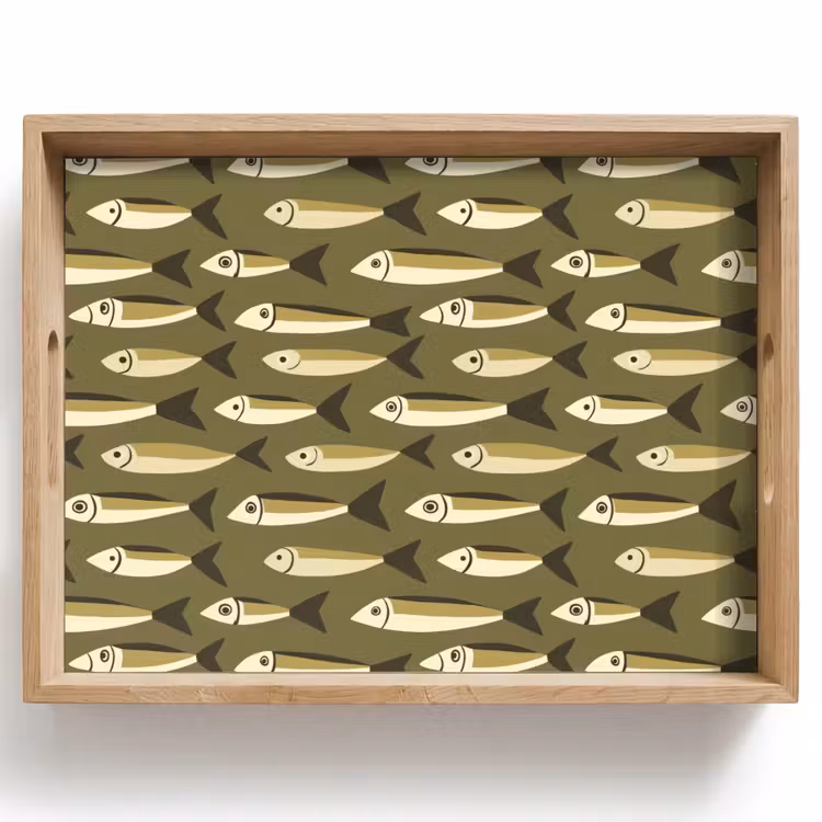 Tablett - Fisch - Muster - Grün — 1