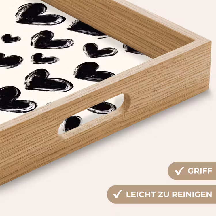 Tablett - Herzen - Muster - Schwarz — 8