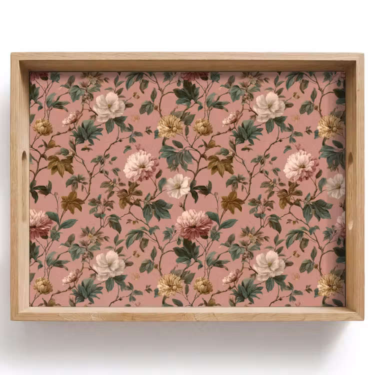 Tablett - Blumen - Klassisch - Rosa — 1