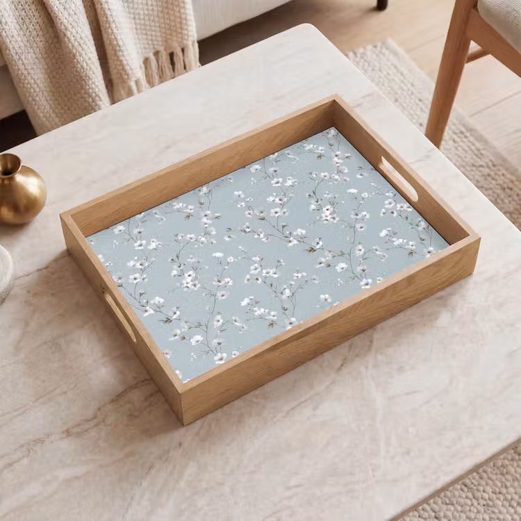 Tablett - Klassisch - Blumen - Blau — 2