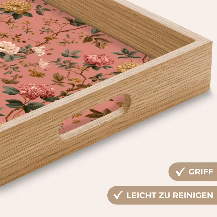 Tablett - Klassisch - Botanisch - Rosa — 8