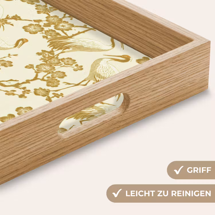 Tablett - Kraniche - Kirschblüte - Gold — 8