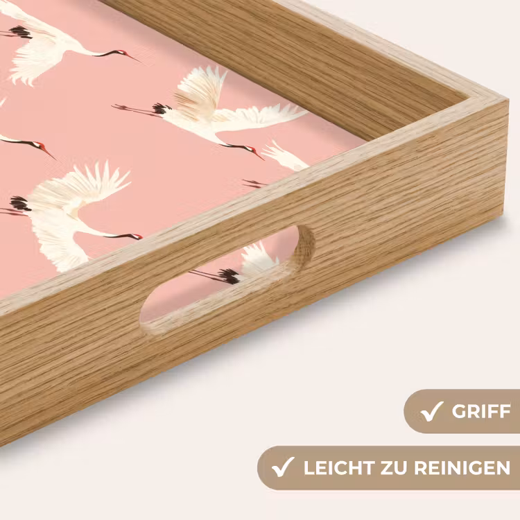 Tablett - Modern - Kraniche - Rosa — 8