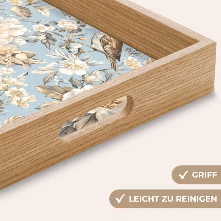 Tablett - Botanisch - Singvogel - Blau — 8