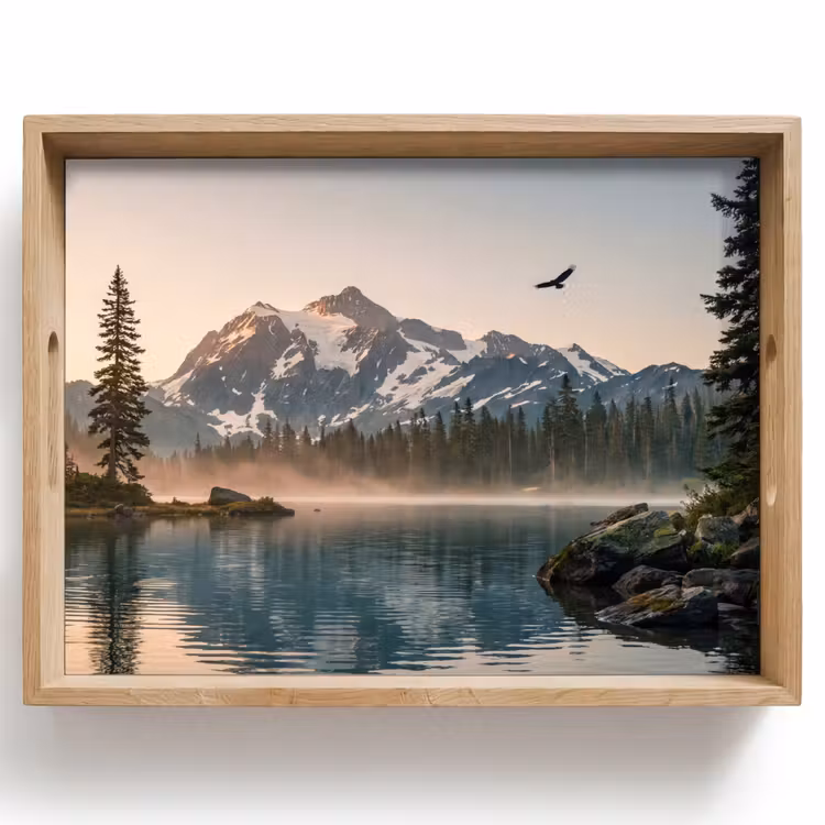 Tablett - Berge - Wasser - Bäume — 1