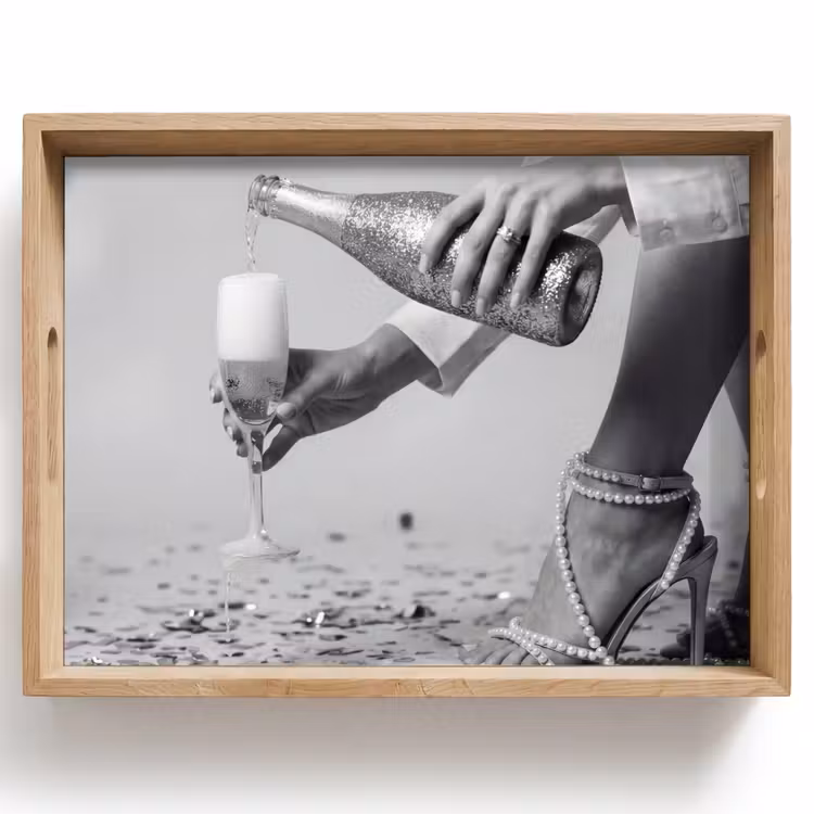 Tablett - Festlich - Champagner - Discokugel — 1