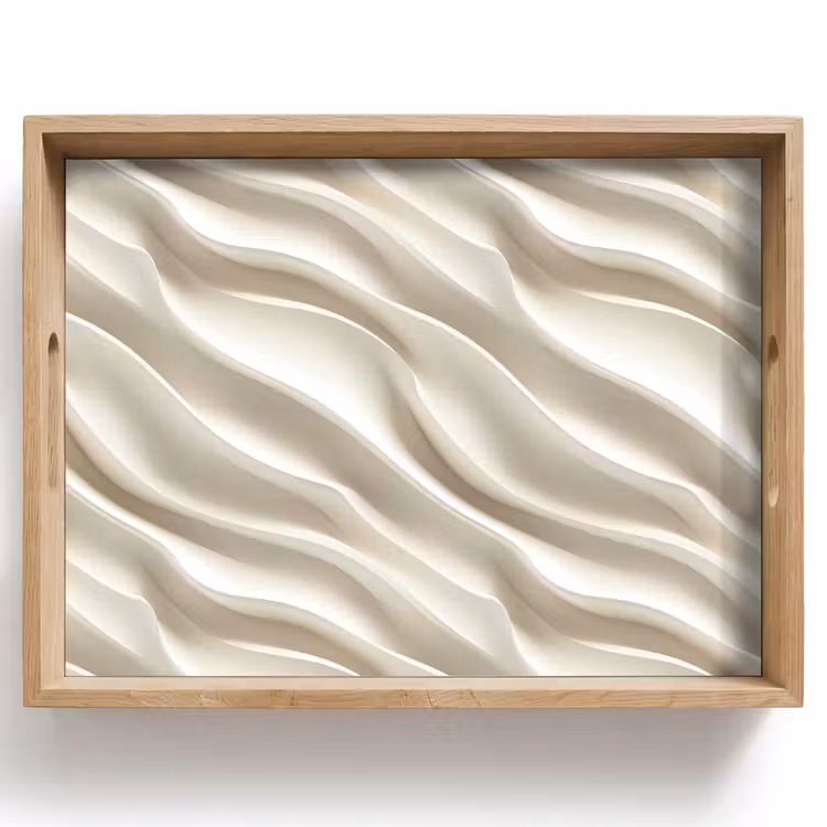 Tablett - Diagonal - Wellen - Creme — 1