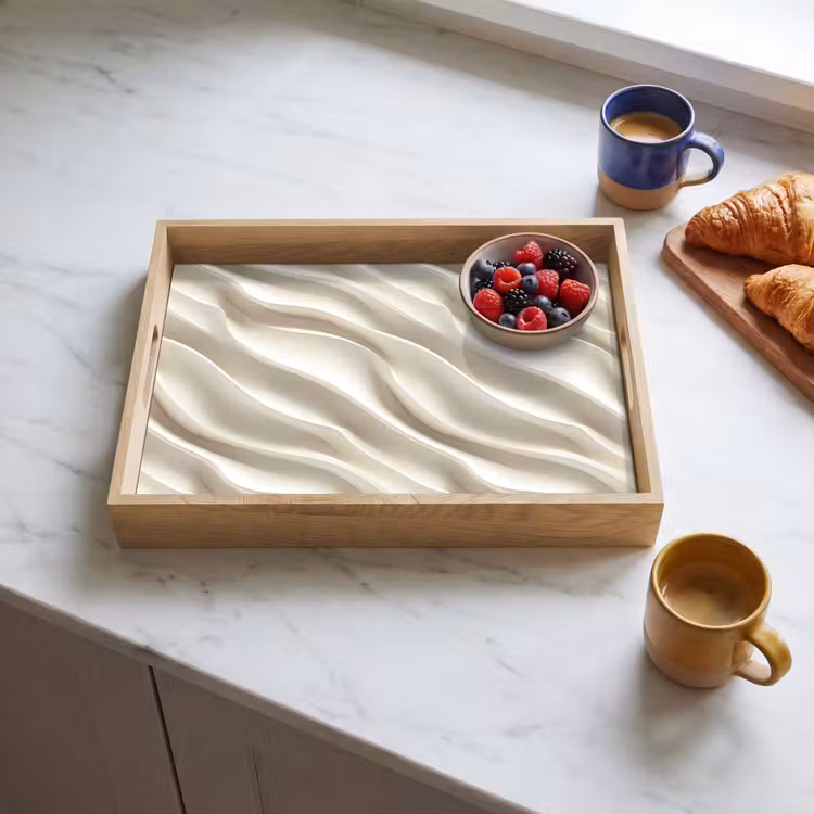 Tablett - Diagonal - Wellen - Creme — 3