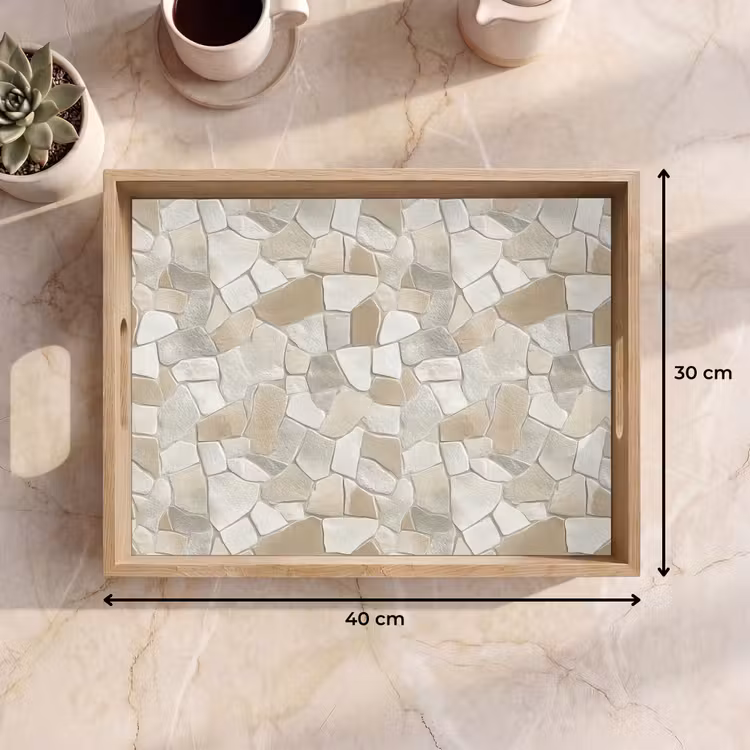 Tablett - Mosaik - Steine - Beige — 7
