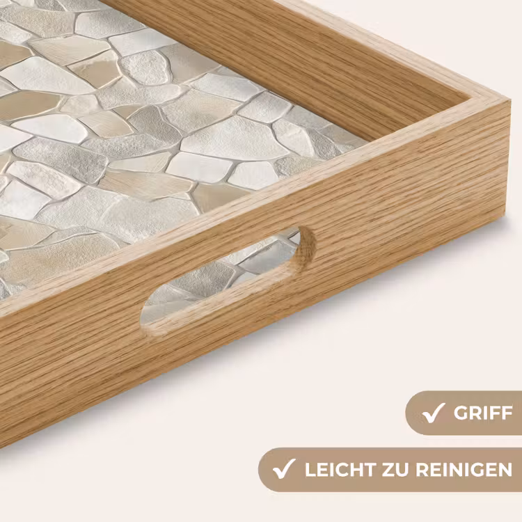 Tablett - Mosaik - Steine - Beige — 8