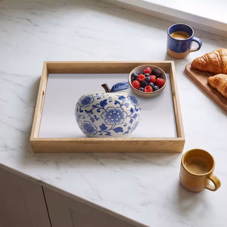 Tablett - Apfel - Blau - Klassisch — 3
