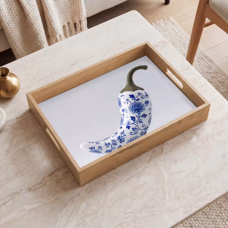Tablett - Chilischote - Keramik - Blau — 2