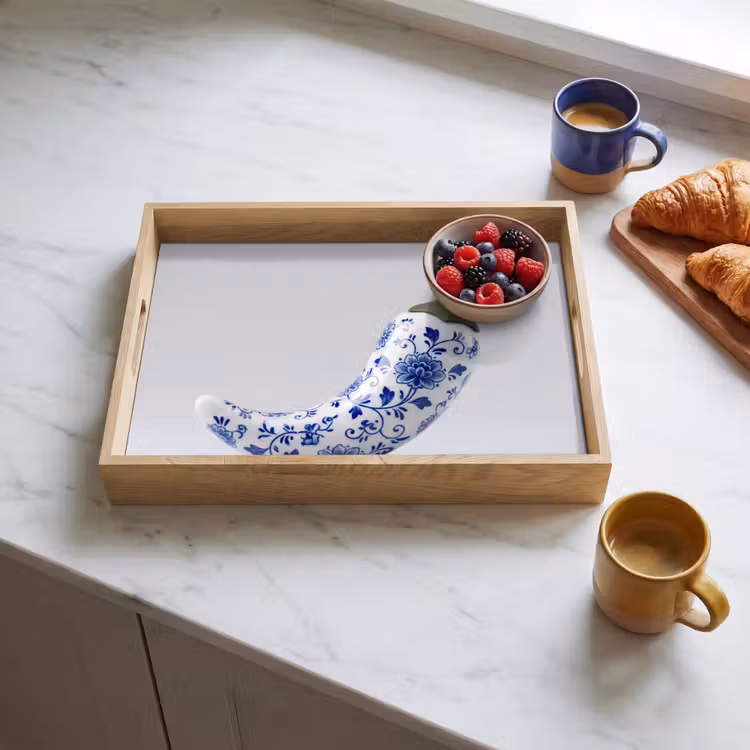 Tablett - Chilischote - Keramik - Blau — 3