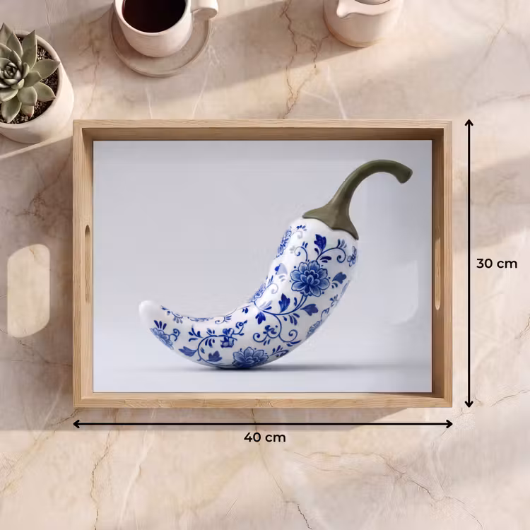 Tablett - Chilischote - Keramik - Blau — 7