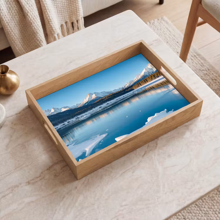 Tablett - Landschaft - Winter - See - Berg - Aussicht - Eis — 2
