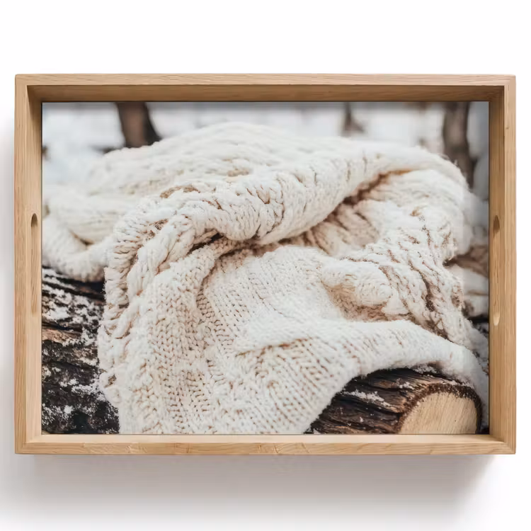 Tablett - Decke - Weiß - Baumstumpf - Winter - Schnee — 1