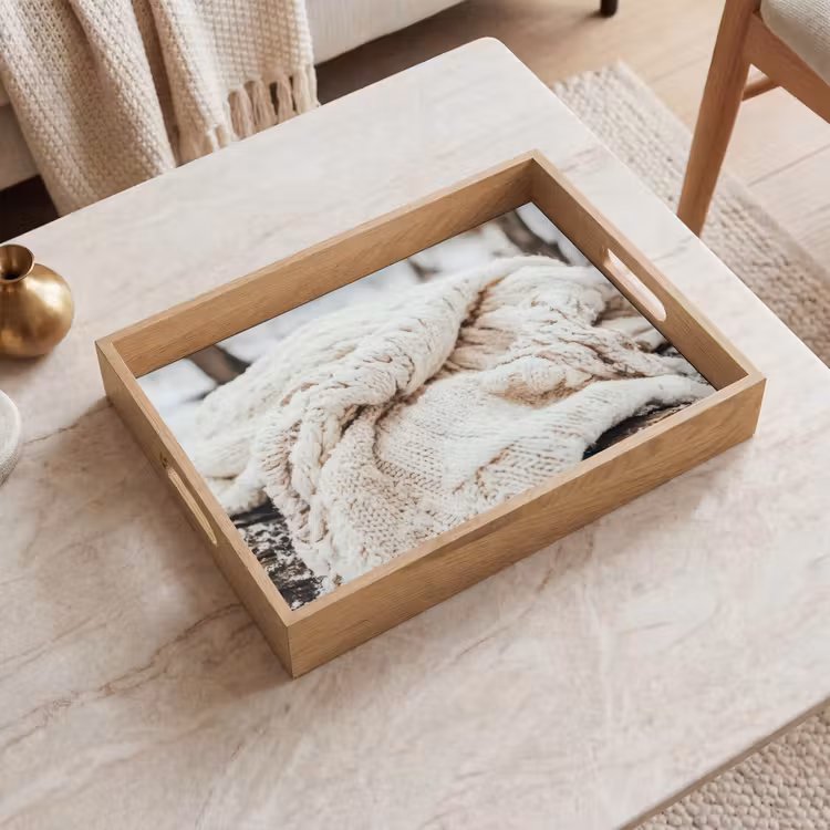 Tablett - Decke - Weiß - Baumstumpf - Winter - Schnee — 2