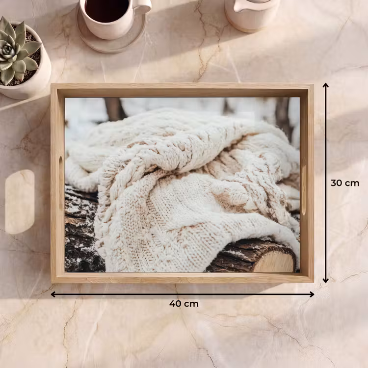 Tablett - Decke - Weiß - Baumstumpf - Winter - Schnee — 7