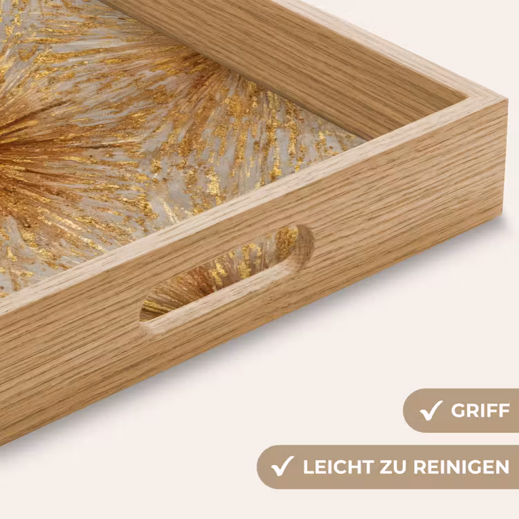 Tablett - Explosion – Abstrakt – Gold – Weiß — 8