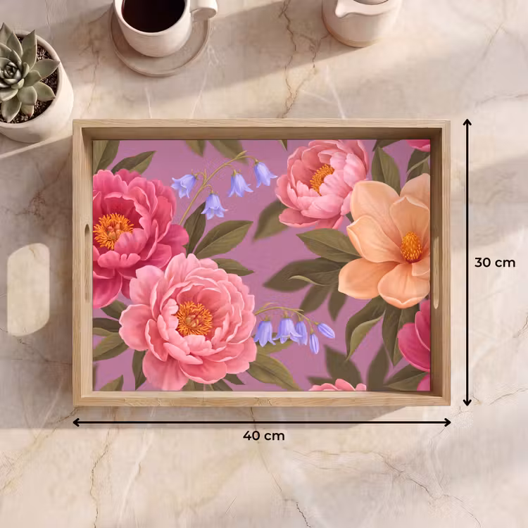 Tablett - Blumen – Muster – Illustration – Rosa — 7