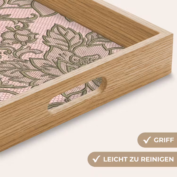 Tablett - Blumen – Spitze – Muster – Klassisch – Grün — 8