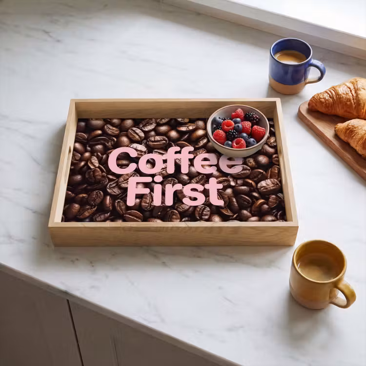 Tablett - Coffee First – Kaffeebohnen – Rosa — 3