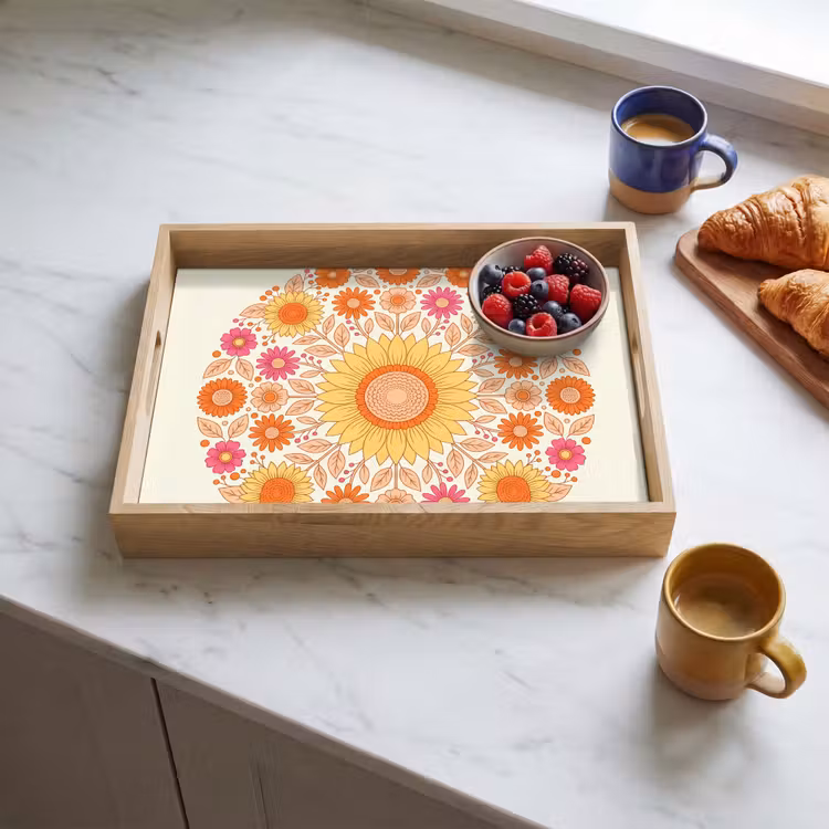 Tablett - Blumen – Mandala – Muster – Bunt — 3