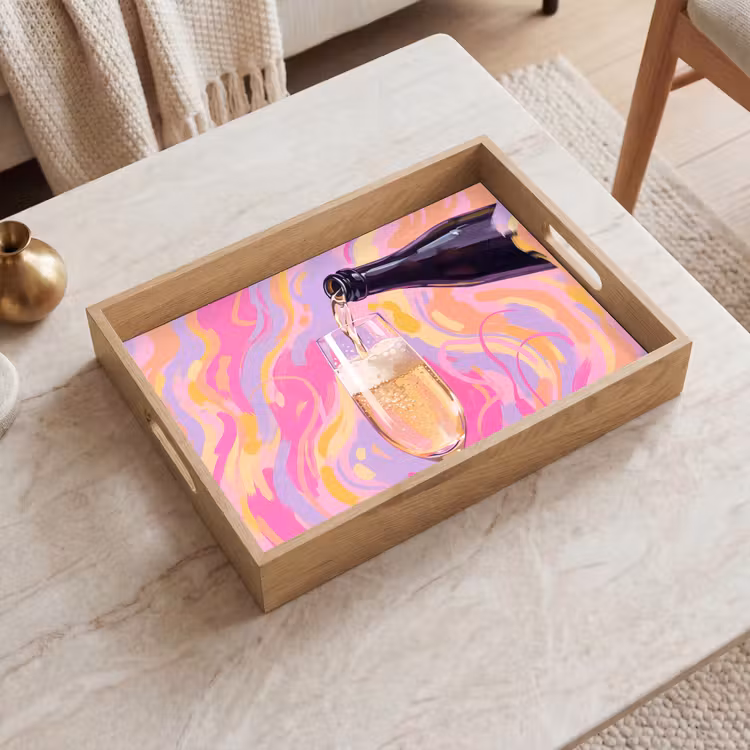 Tablett - Getränke – Einschenken – Party – Abstrakt – Rosa — 2