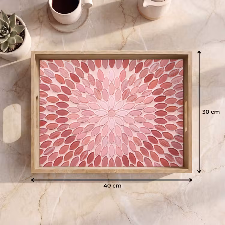 Tablett - Muster – Mosaik – Oval – Abstrakt – Rosa — 7
