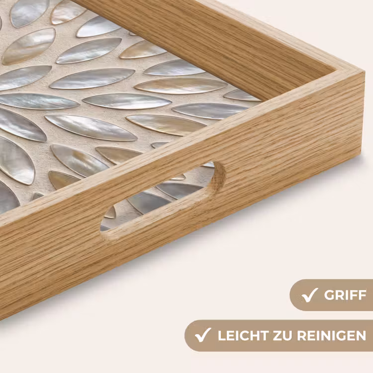 Tablett - Muster – Oval – Glänzend – Abstrakt – Beige — 8