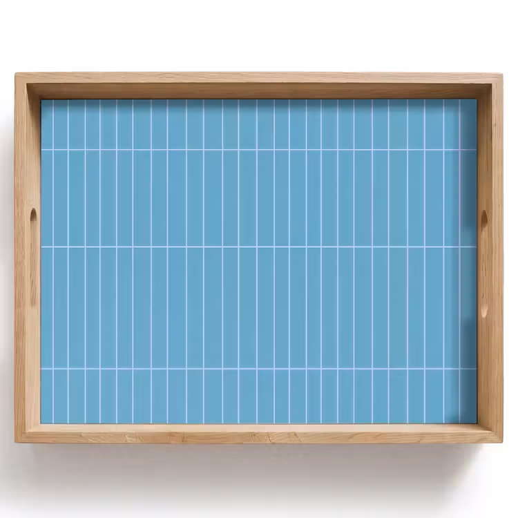 Tablett - Fliese - Länglich - Muster - Blau — 1