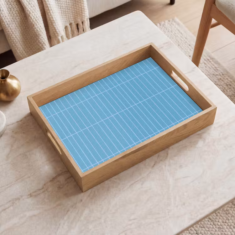 Tablett - Fliese - Länglich - Muster - Blau — 2
