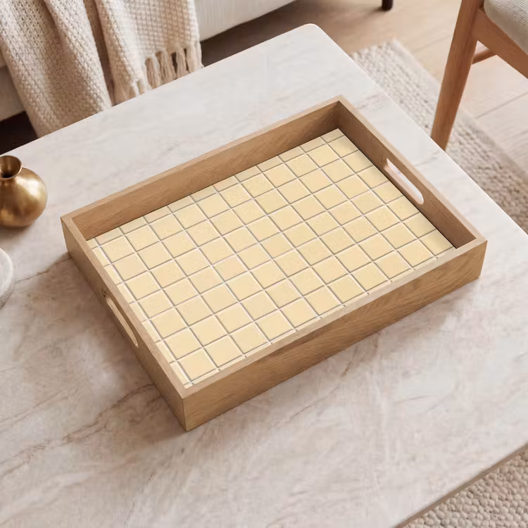 Tablett - Fliesen - Muster - Creme — 2