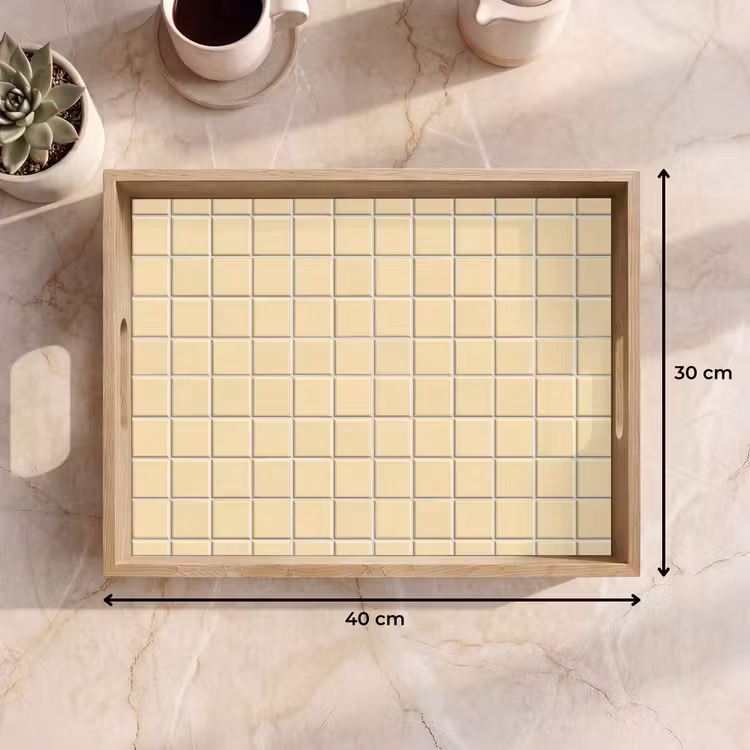 Tablett - Fliesen - Muster - Creme — 7