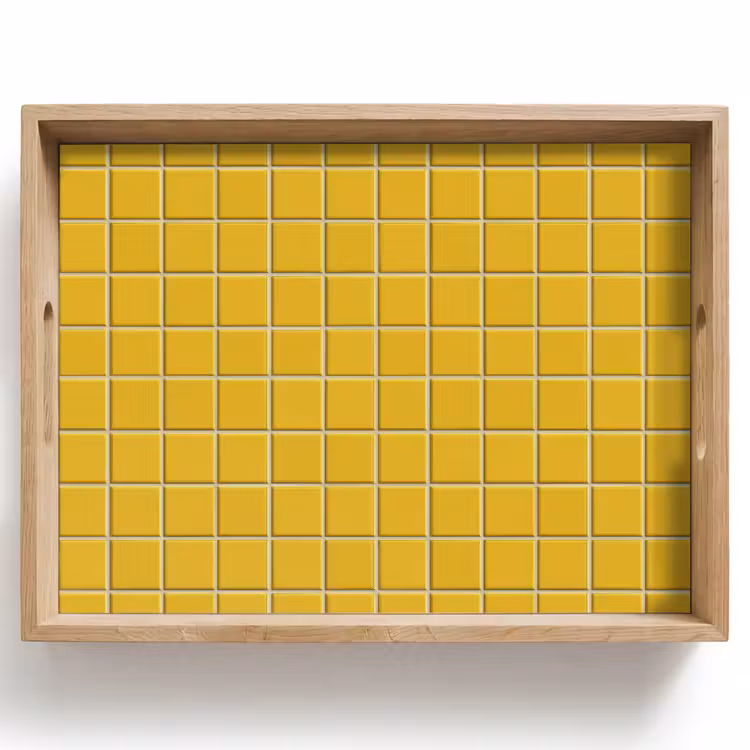 Tablett - Muster - Fliese - Ockergelb — 1