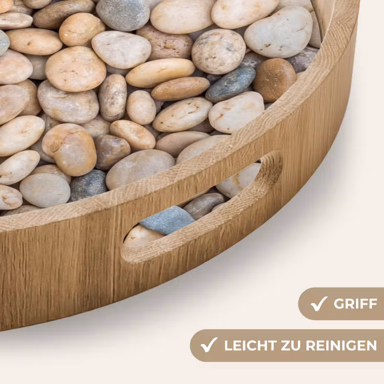 Tablett - Kieselsteine – Natur – Textur – Beige – Grau — 8