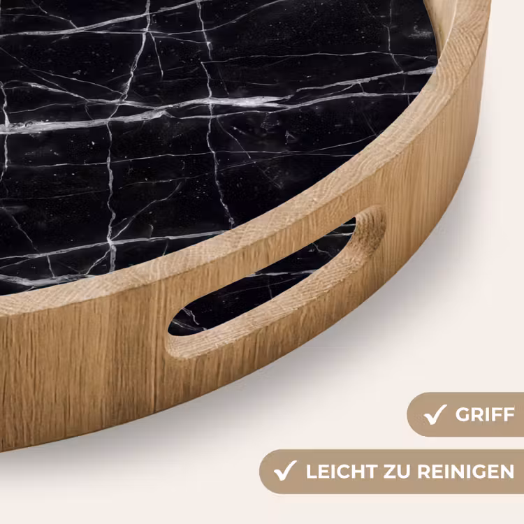 Tablett - Marmor – Adern – Abstrakt – Schwarz — 8