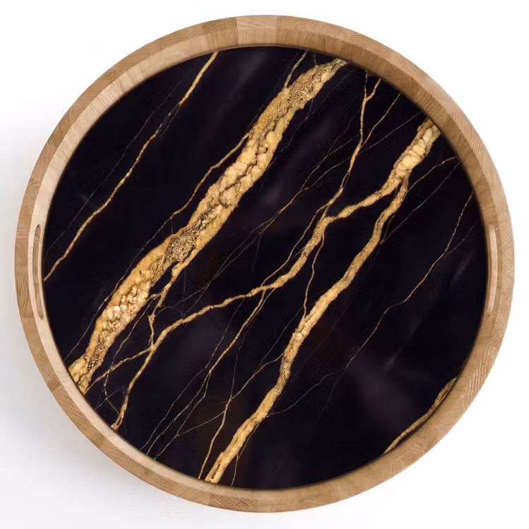 Tablett - Marmor – Gold – Textur – Abstrakt – Schwarz — 1