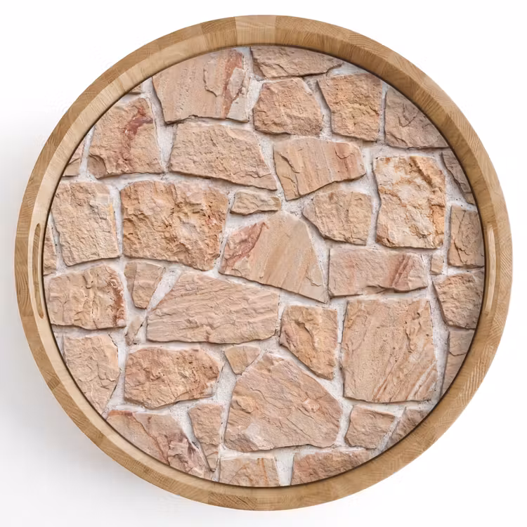Tablett - Mauer – Stein – Muster – Rustikal – Beige — 1