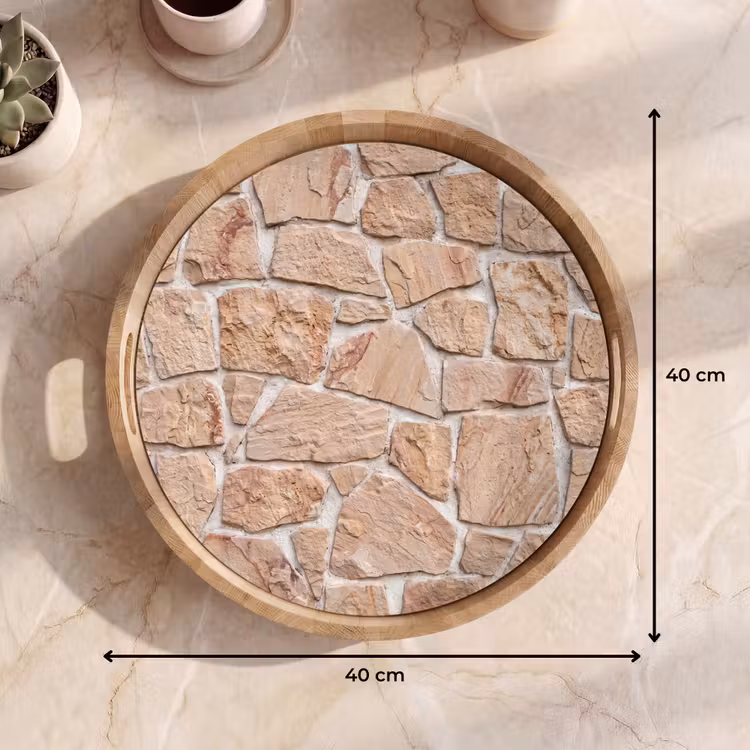 Tablett - Mauer – Stein – Muster – Rustikal – Beige — 7