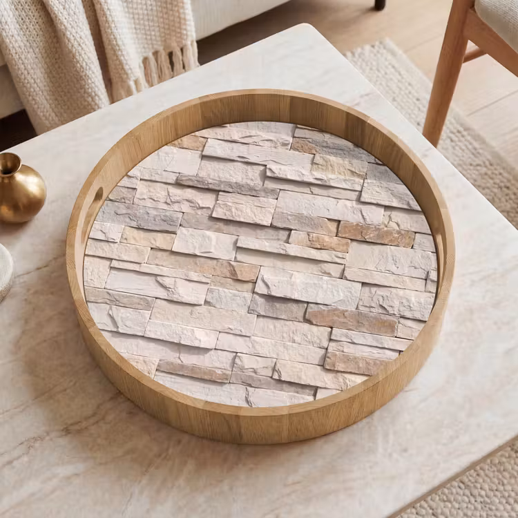 Tablett - Stein – Mauer – Struktur – Rustikal – Beige — 2