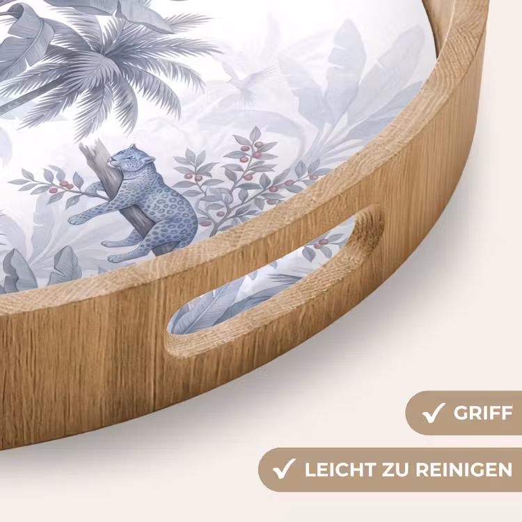 Tablett - Katze – Tropischer Wald – Modern – Grau — 8