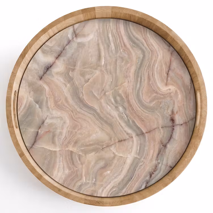 Tablett - Marmor – Muster – Abstrakt – Beige – Grün — 1