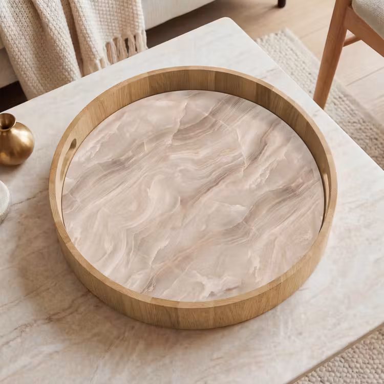 Tablett - Stein – Gewellt – Abstrakt – Beige — 2