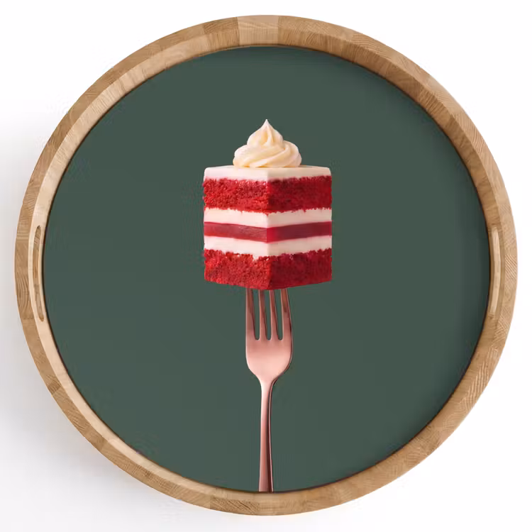 Tablett - Kuchen – Gabel – Rot — 1