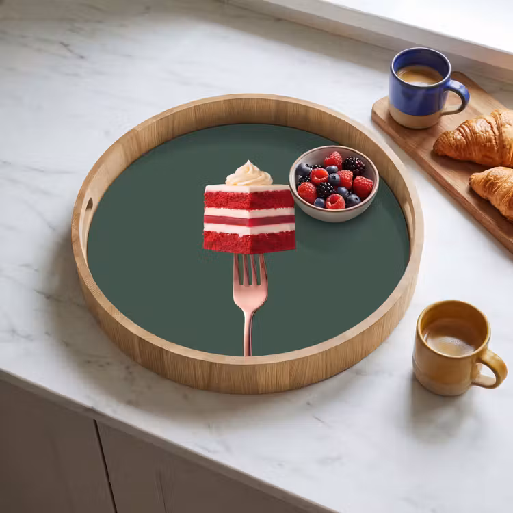 Tablett - Kuchen – Gabel – Rot — 3